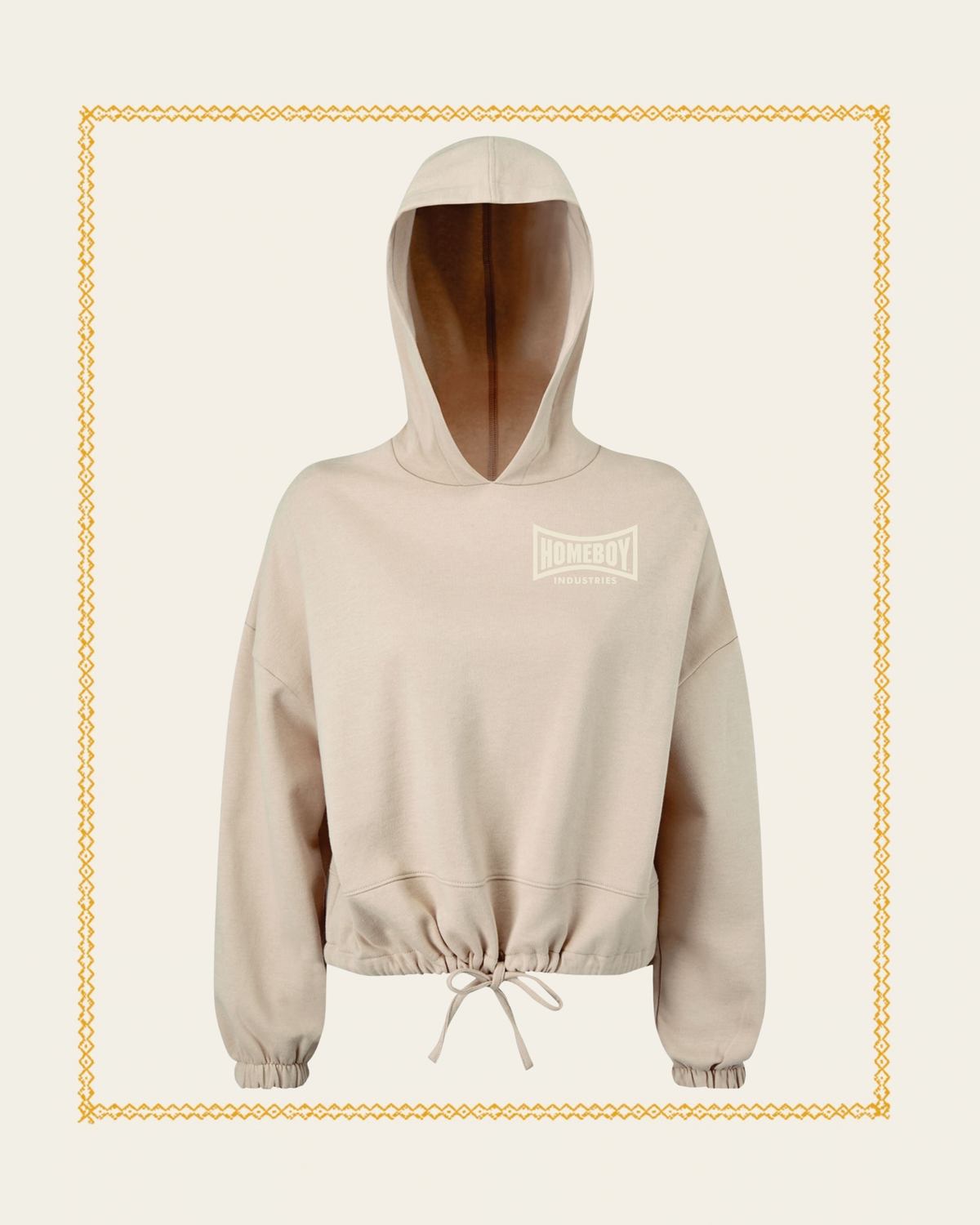 Homegirl Cream on Cream Crop Hoodie