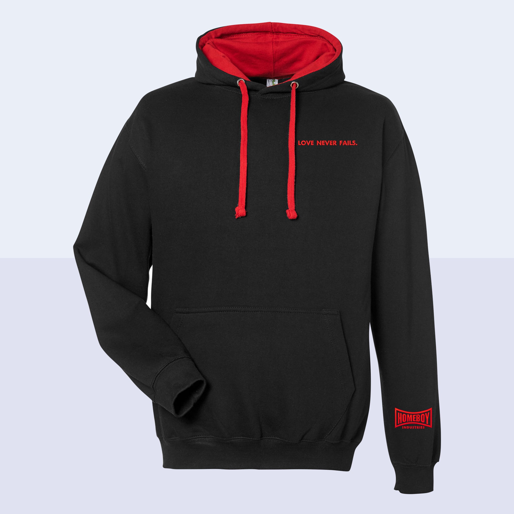 Love Never Fails Hoodie Black & Red